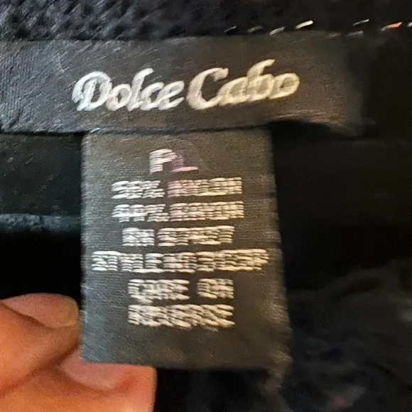 Dolce Cabo Black Off Shoulder Crochet Lace Top Boho Fairycore Whimsygoth - Picture 4 of 5